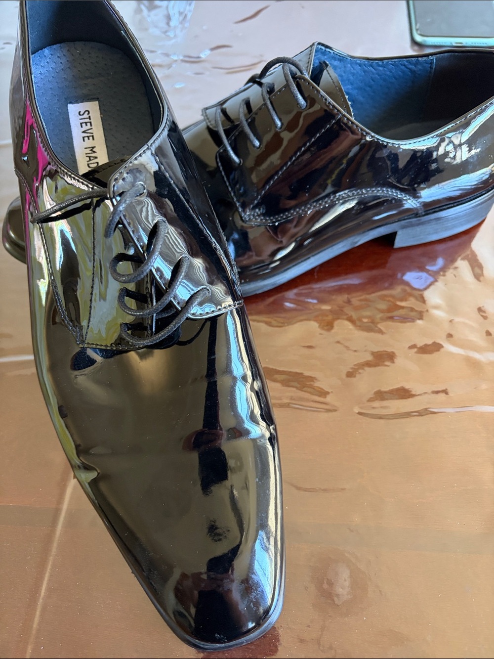 Steve Madden Glossy Black Patent Lace-Up Oxfords